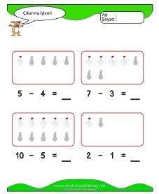 Çıkarma İşlemi Çalışma Sayfaları
